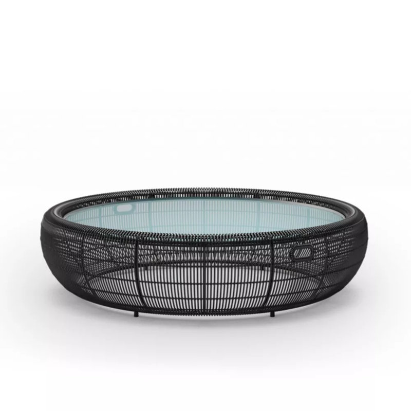 Croissant Outdoor Coffee Table, 13.75" H x 46.75" W x 46.75" D, Brown