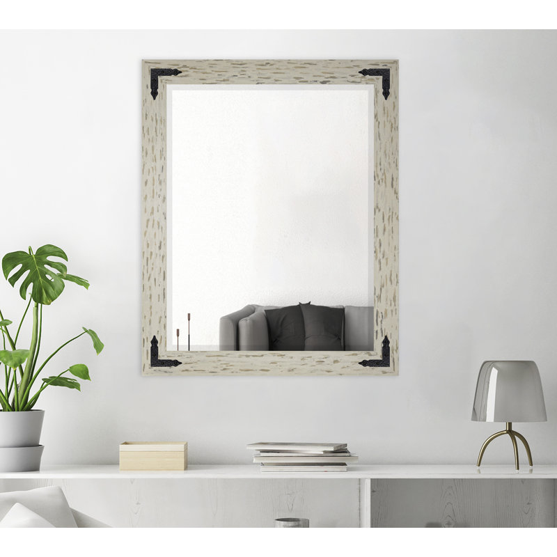Tuohy Solid Wood Flat Wall Mirror, 41"  x 35" , Cream/Black