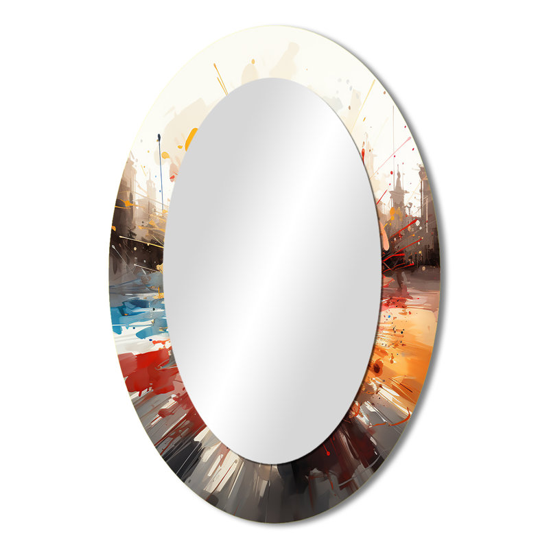 Casino Royale I - Miroir mural ovale rouge glam, 36 po x 24 po
