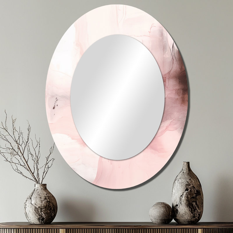 Miroir mural ovale rose délicat sur marbre IV, 40 po x 30 po