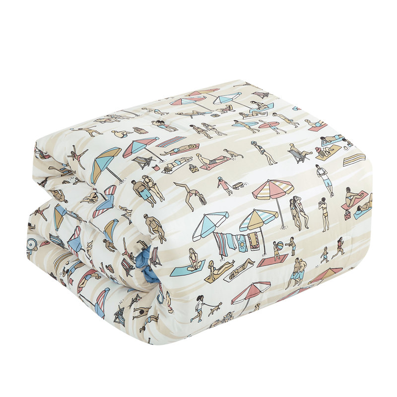 Surf Beach Scene Twin Comforter Set with Pillow Sham