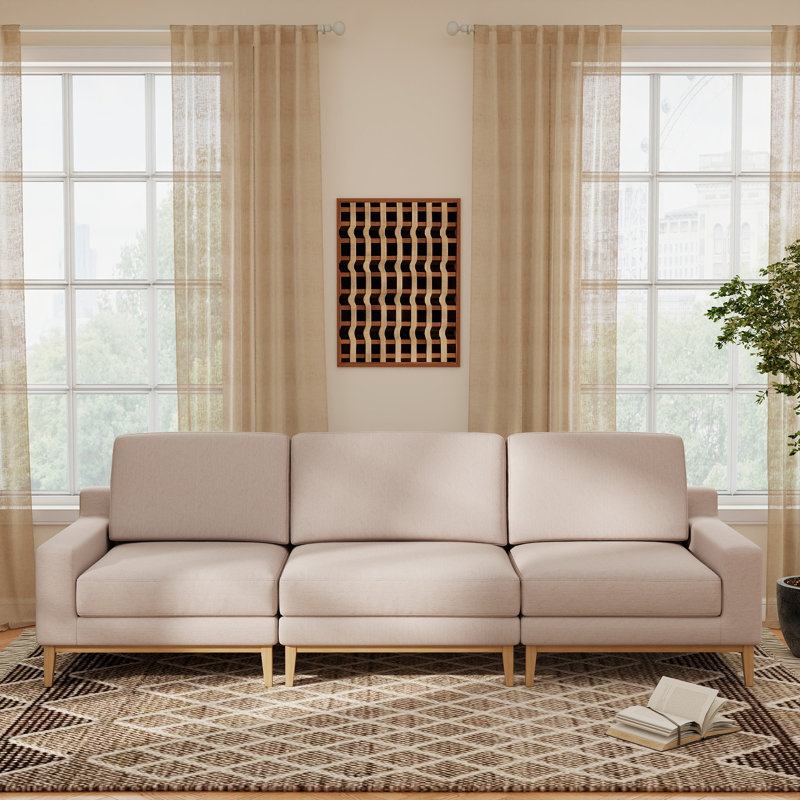 Canapé modulaire rembourré 3 pièces avec revêtement 3 pièces, Khaki