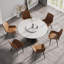 Table de salle à manger ronde 53 po en pierre artificielle noire 53 po - pouvant accueillir 6 personnes - 23,62 po - table tournante en pierre artificielle blanche (seulement les tables, pas les chaises)