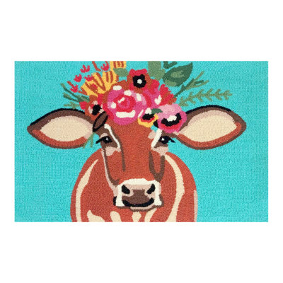 Betsy Floral Cow Turquoise
