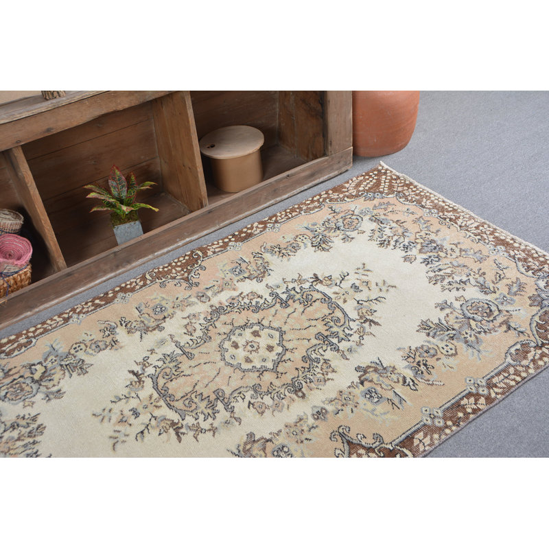 Tapis de cuisine brun, tapis de 3,6 x 6,8 pi, tapis froids, tapis turcs, tapis rétro, tapis marocain