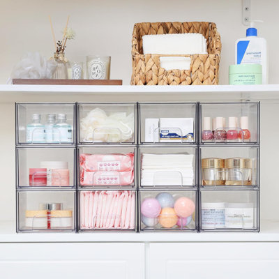 6 Pack Clear Stackable Storage Drawers