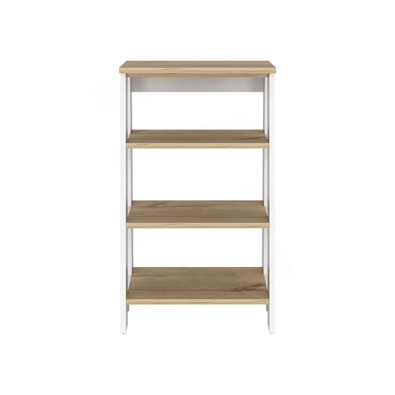 Armoire à linge Clair, deux tablettes intérieures, deux tablettes ouvertes, une porte