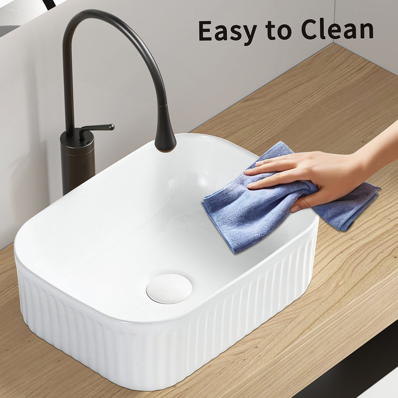 Lavabo vasque de salle de bain, lavabo rectangulaire au-dessus du comptoir, petit lavabo en résine de pierre blanche lavant les éviers artistiques sans drain escamotable
