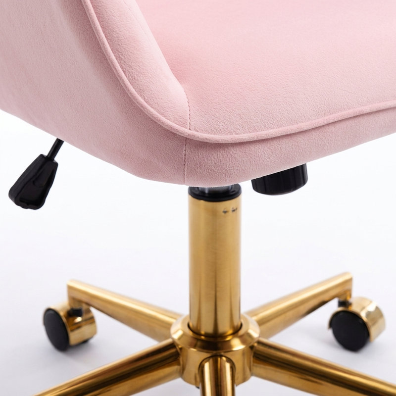 Fauteuil de bureau en velours rose réglable