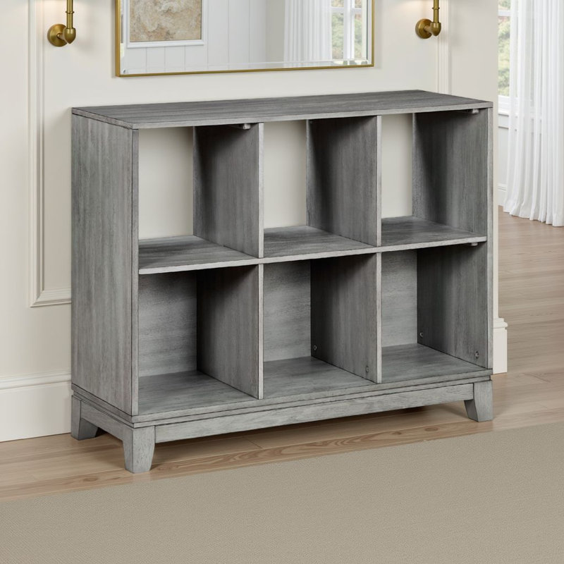 Bibliothèque de rangement à 6 cubes Garretson Farmhouse, Gris, (6 tablettes) H 34 po x l 40 po x P 15 po