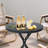 Outdoor Round Glass Coffee Table,Black Side Table for Patio