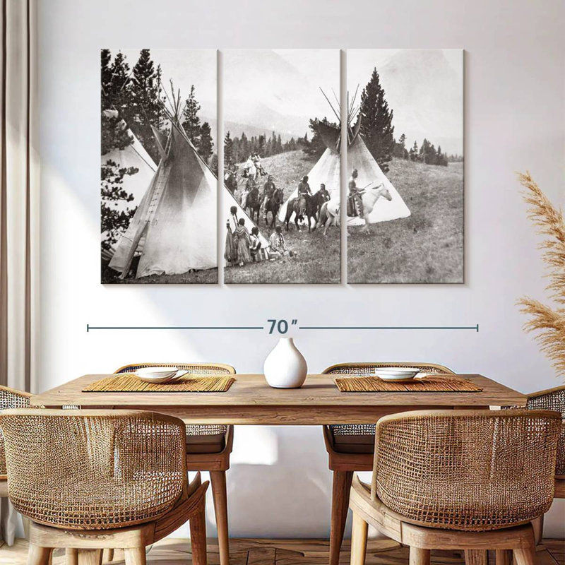 Native American Teepee Camp Montana, 42" H x 65" W