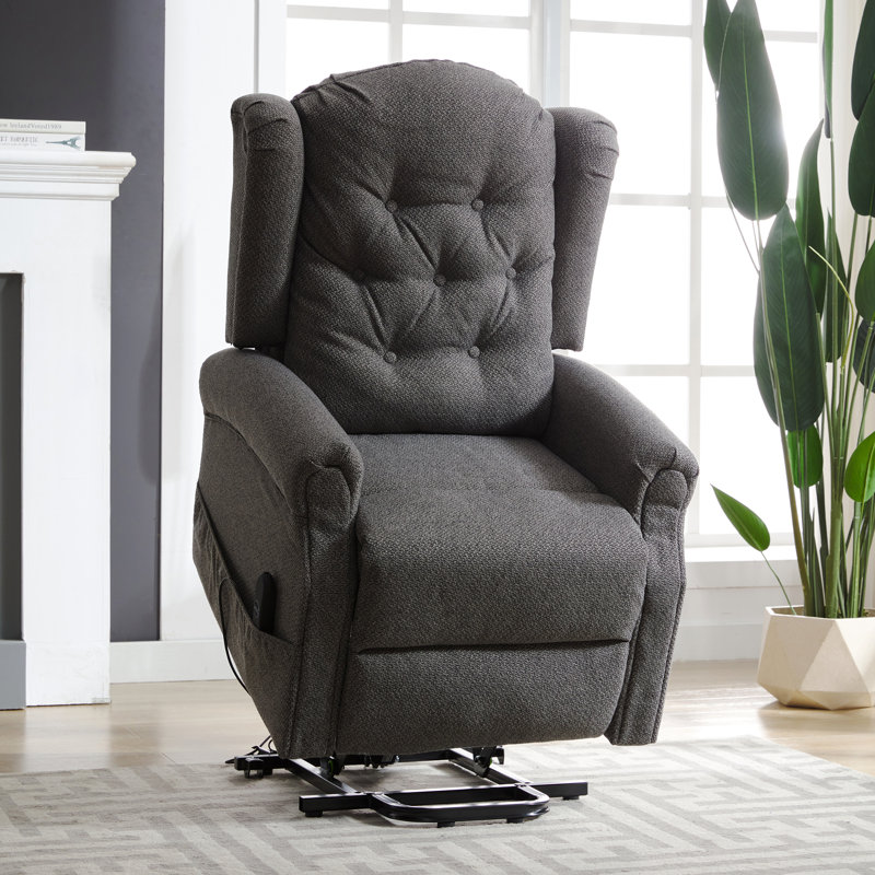 Aagand Upholstered Heated Massage Chair, Dark Grey Polyester Twill