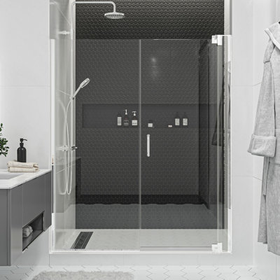  Flex X Duo 63 - 66 x 72" Frameless Pivot Shower Door 3/8" and 5/16" Flex X Clear Tempered Glass