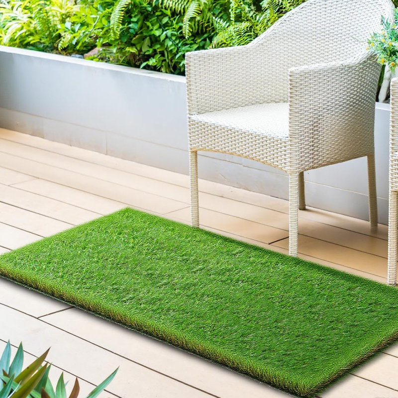 SET OF  2 Artificial Grass Doormat Indoor Outdoor Fake Turf Welcome Door Mat for Entry Porch Patio Entrance Mats Easy Clean