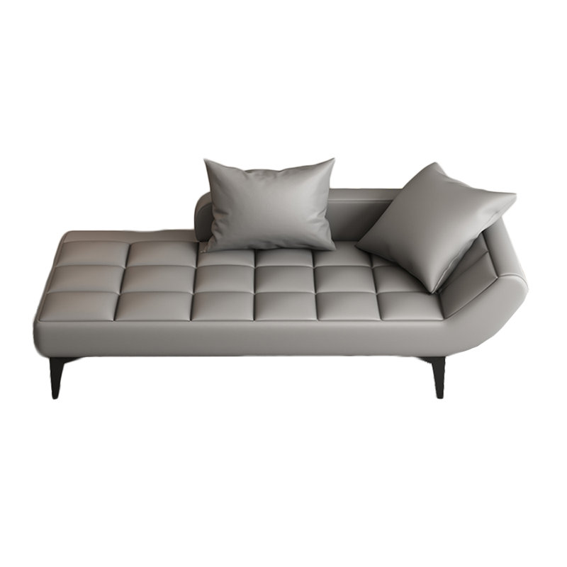 Chaise longue en similicuir durable, Accoudoir à droite (vu de face), Similicuir gris