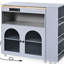 Modern Kitchen Storage Island With Extended Table, Led , Power Outlet & Elegant Fluted Glass Doors, Grey Adjustable Lights Connection-2133027557
