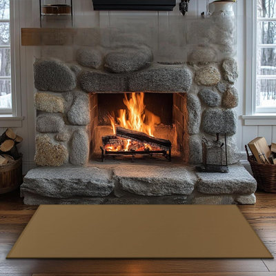 Tapis de foyer pour foyer, tapis de foyer résistant au feu et ignifuge, coussin de foyer ignifuge pour poêle à bois brun
