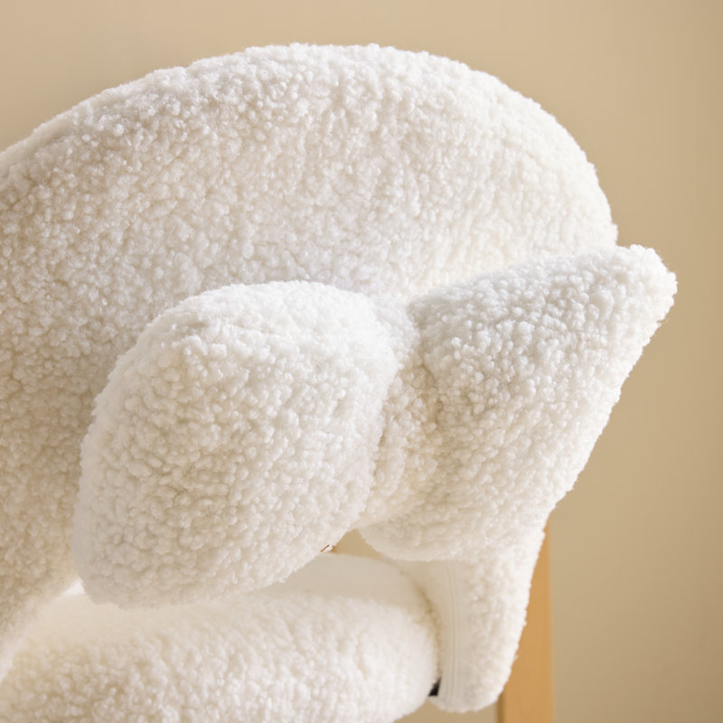 Chaise de bureau pivotante Fluffy Sherpa Petal, White