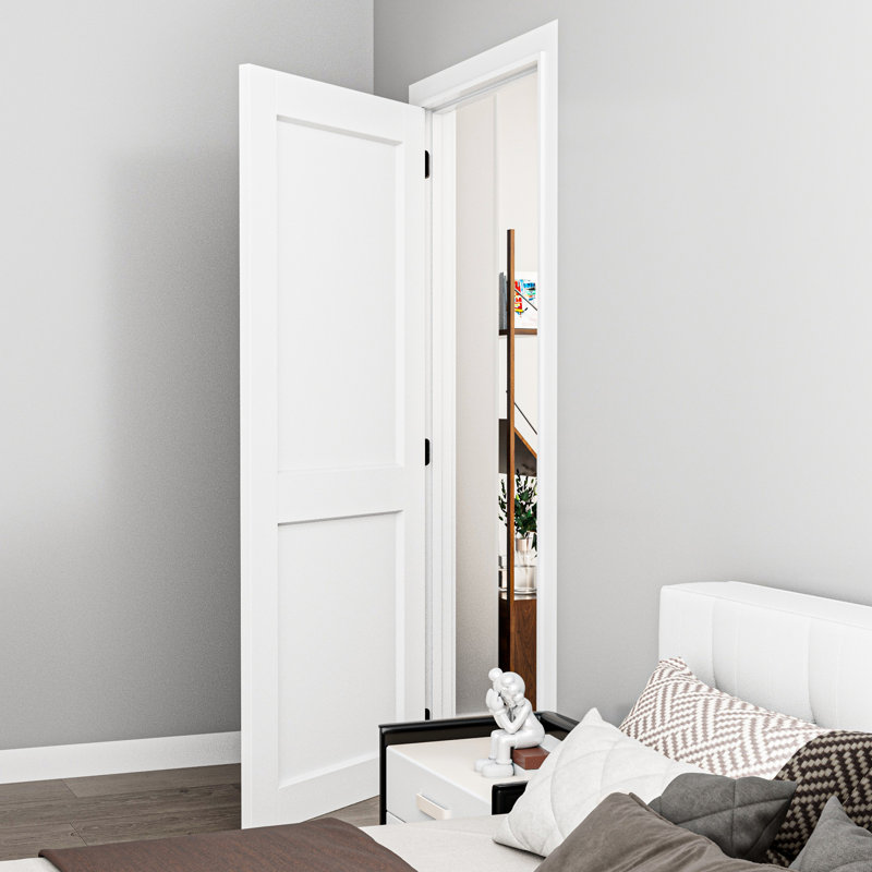 Interior 2-Panel Solid Core Door, CARB P2 Certified MDF Prehung Door, with Jamb Kit, Seal Strip, Black Hinges & Right Hand Inswing, Pre‑Finished & Waterproof, for Pantry, Bedroom, Bathroom & Closet, Easy DIY Stain, 36"x 80"