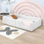 Lit plateforme tapissier en bois avec station de charge
