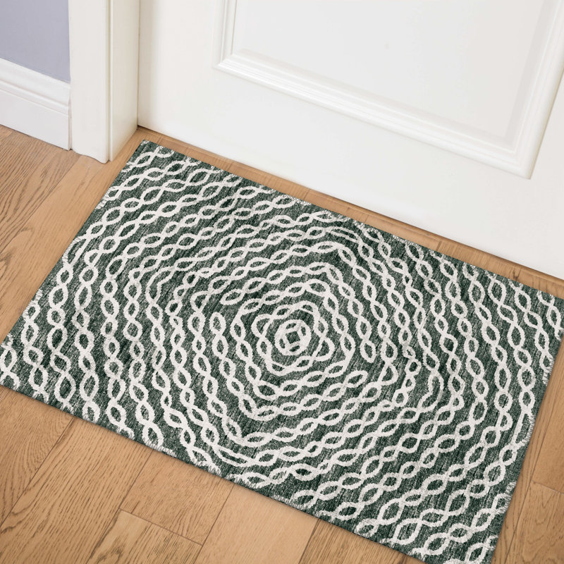 Ariadni Chenille Washable Oriental Indoor / Outdoor Rug, Rectangle 3' x 5'