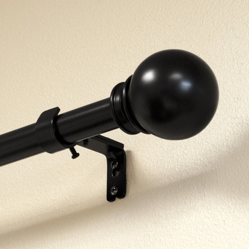 Havsa Steel Adjustable Single Curtain Rod, Black