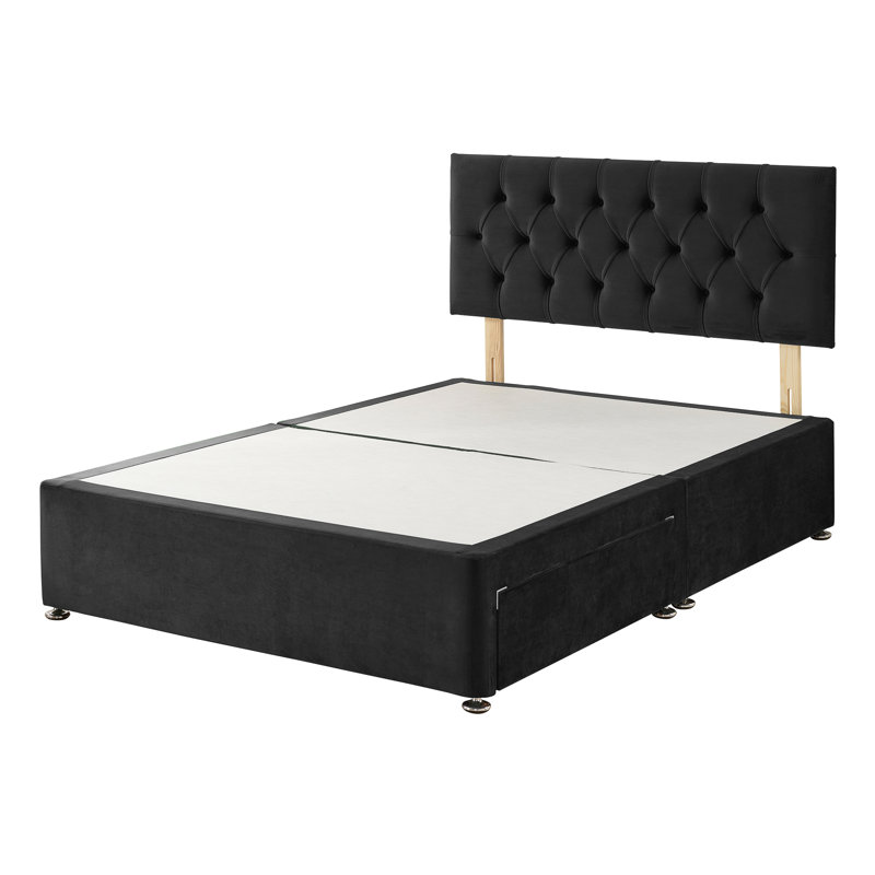 Amanjot Coilsprung Divan Bed Set, Onyx, No Drawers, Small Single (2'6)