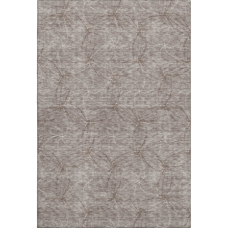 Premium Machine Washable Prisco Taupe Rug, Rectangle 5' x 7'6"