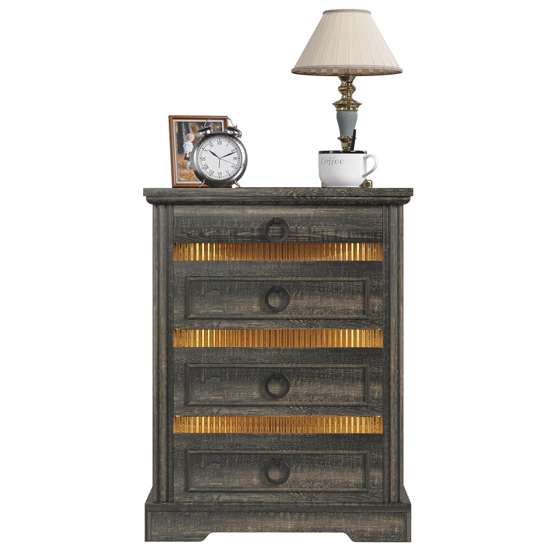 Pasadena 4 - Drawer Nightstand, Dark Gray