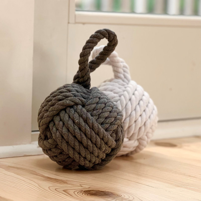 Nautical Knot Jute Rope Door Stopper Set in Grey and White