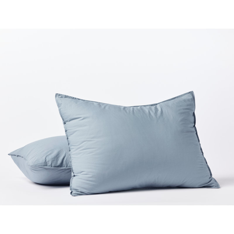 Couvre-oreiller en percale organique froissé standard, Bleu acier, Standard
