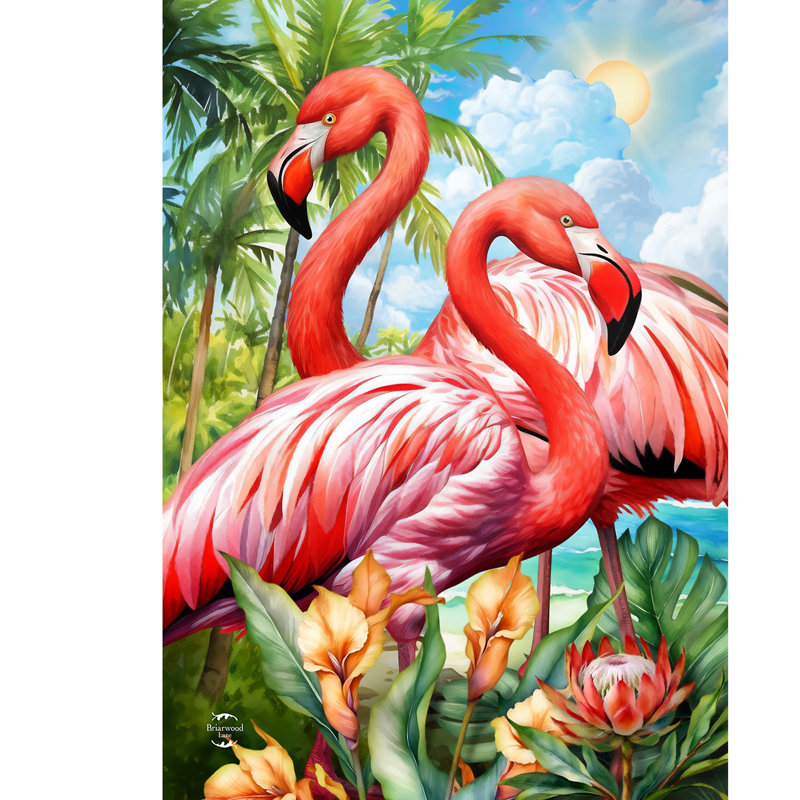 Drapeau de jardin flamant rose