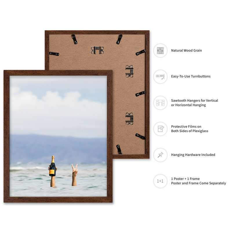 Peace Hand Sign No4, Poster, 08"H x 10"W, Brown Framed