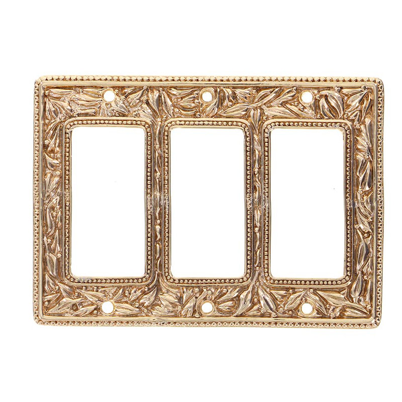 San Michele 3-Gang Rocker Combination Wall Plate, 4.5" H x  6.25" W x 0.25" D, Polished Gold