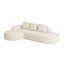 Siège en forme de L à 3 places, revêtement en chenille, lignes arrondies, matériau à haute résilience, coussins décoratifs, siège confortable avec bords et tissu respirant, parfait pour le salon-784951354