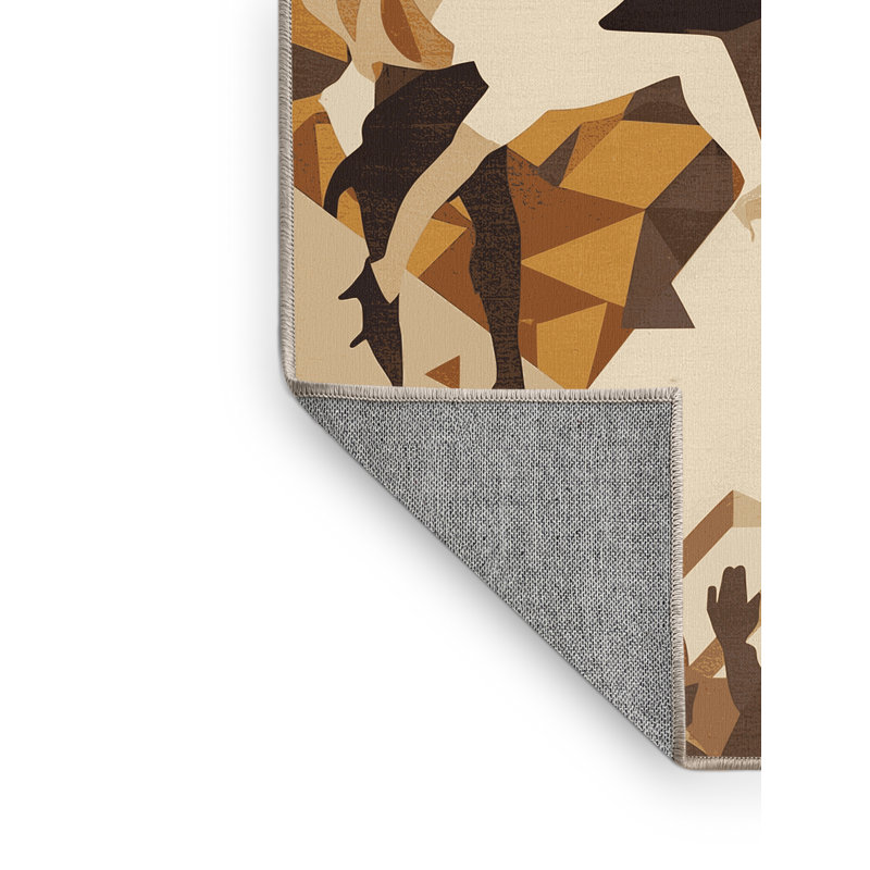Tapis abstrait éclectique beige Orfelinda Performance, 7 x 9