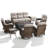 8- Piece Outdoor Porch Sofa Conversation Set With Split-Type Fire Pit Table & Swivel Chairs-1410570521
