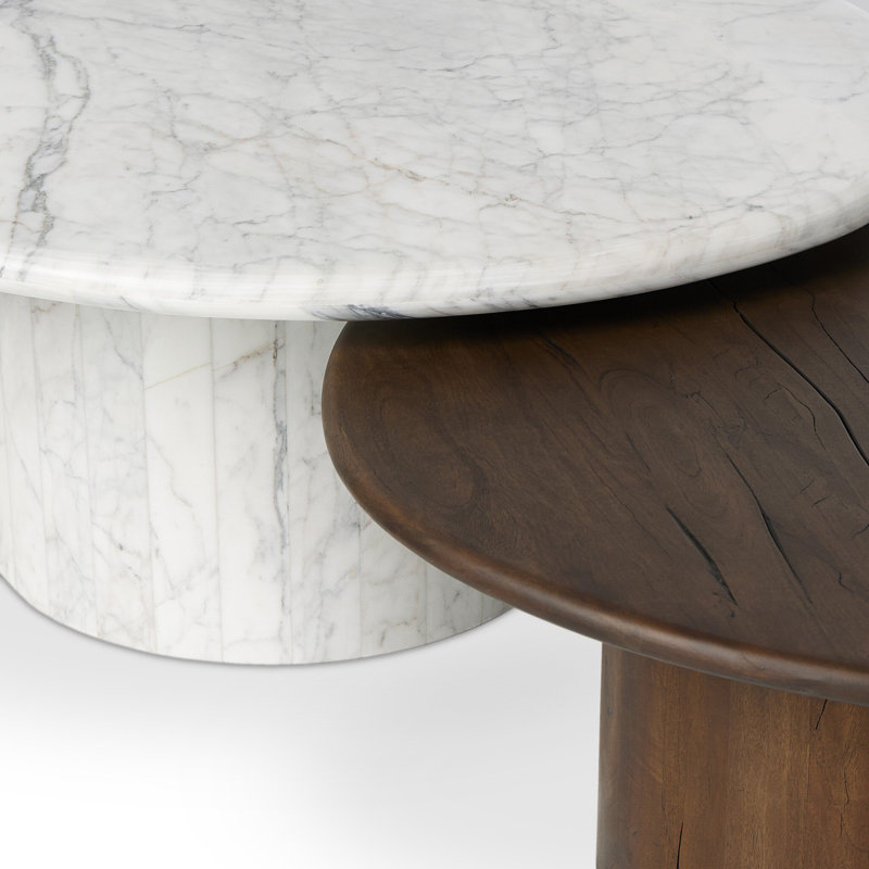Brennan Coffee Tables, Aged Belgium Bleach/White Calacatta Marble