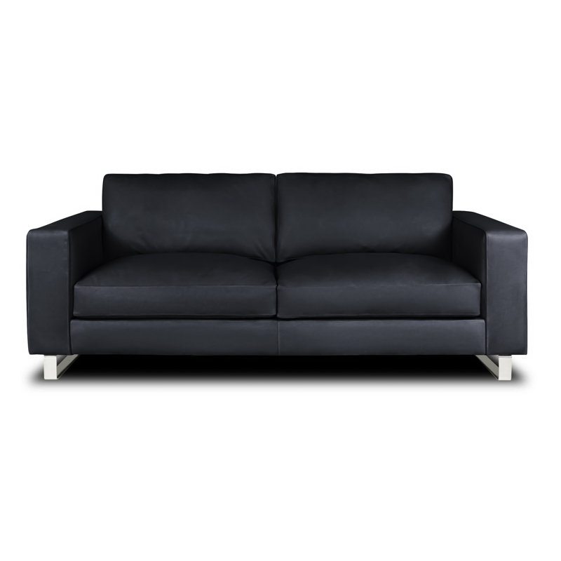 Soho Leather Sofa, Cobalt (Dreamer), Stainless Steel