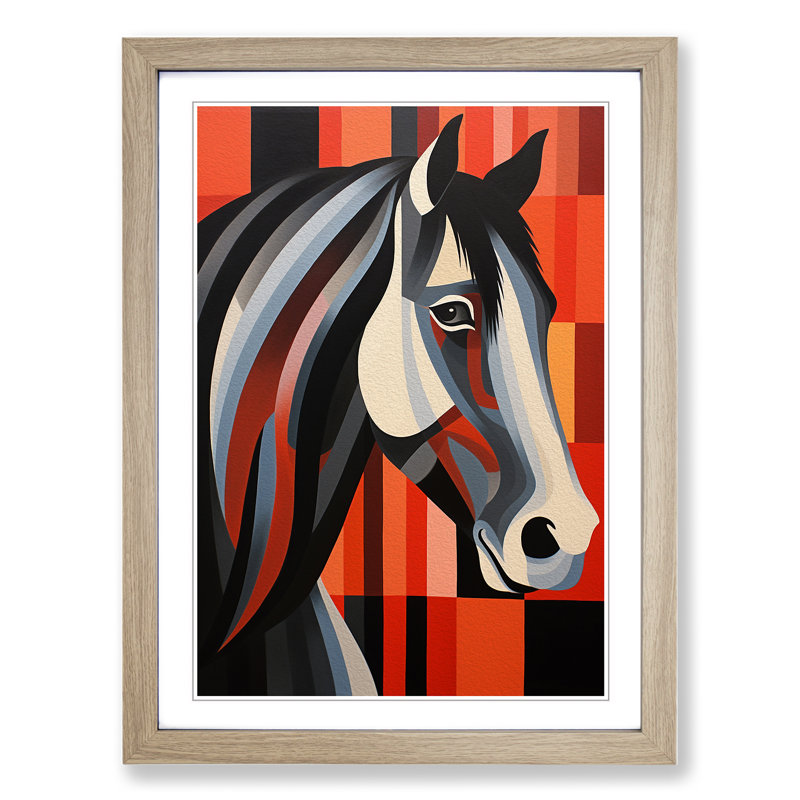 Shire Horse Op - Single Picture Frame Print on Wood, 34cm H x 25cm W x 2cm D, Oak