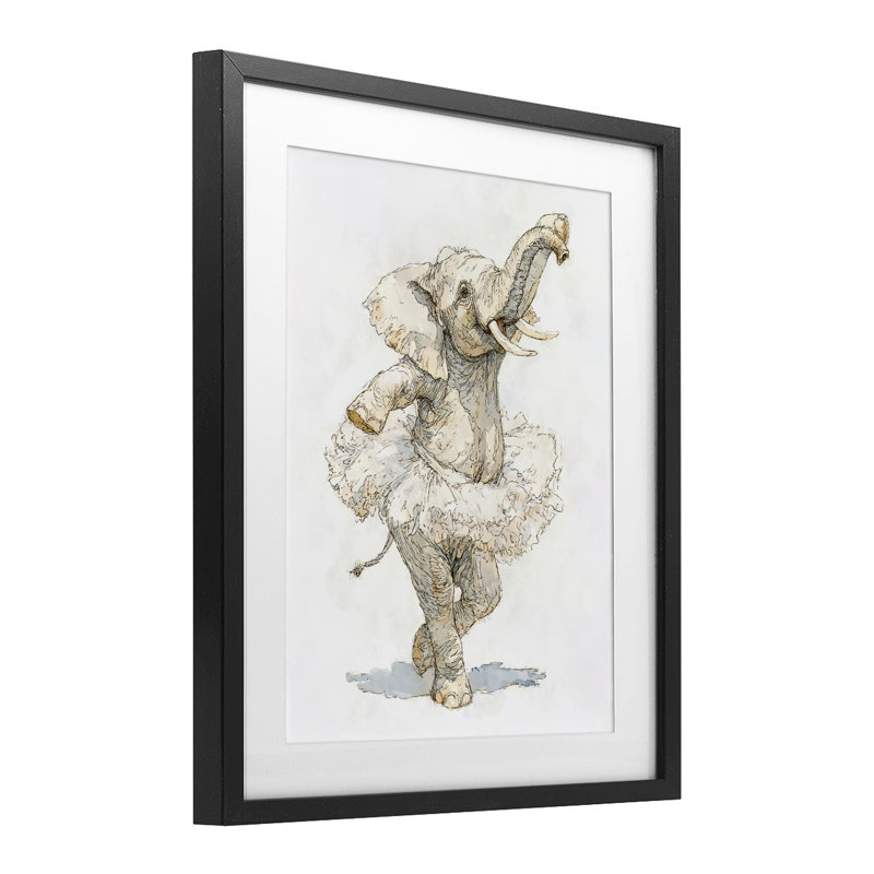 Ballet Elephant Tutu, reproduction encadrée sous verre, conception de Ziwei Li, Cadre noir minuit, H 16 po x l 13 po
