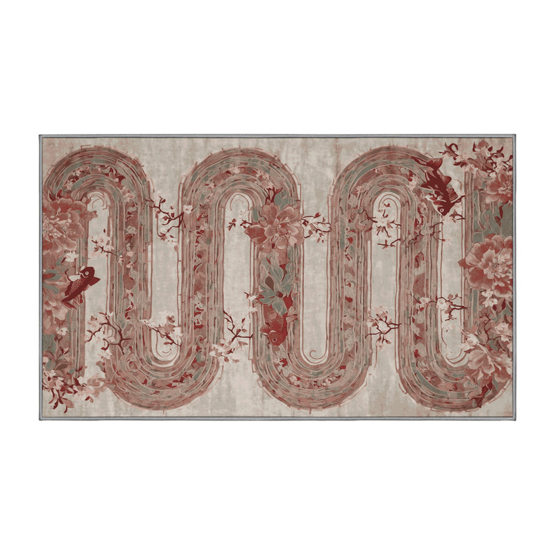 Machine Washable Brown Area Rug, Rectangle 3' x 5'