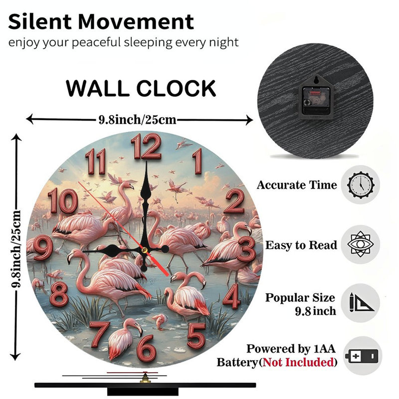 Horloge murale flamant rose