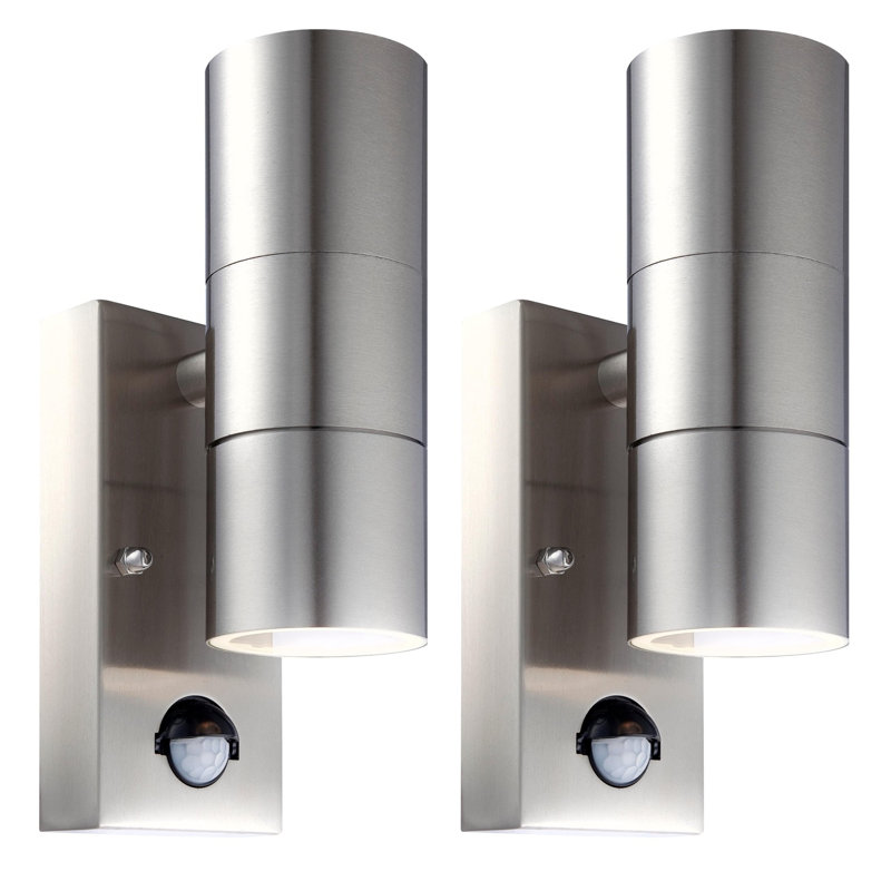 Michale Outdoor Armed Sconce, Stainless Steel, 2 Lights