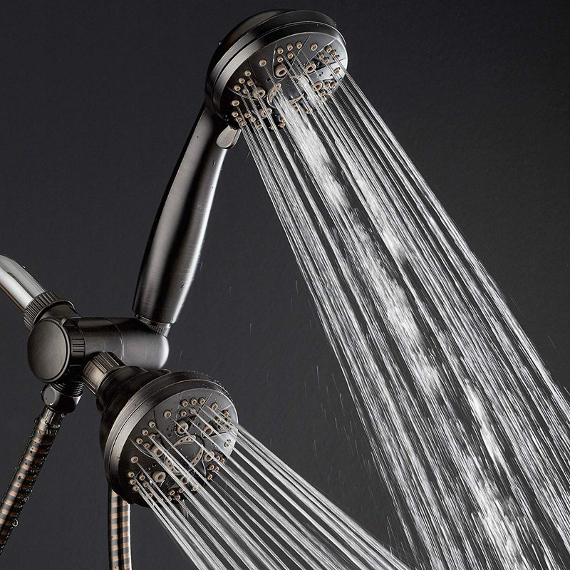 Pomme de douche double haute pression multifonction, Bronze huilé