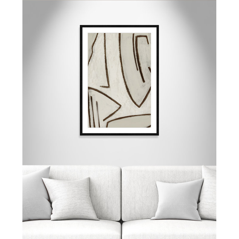 Dessin au trait - Peinture encadrée, Encadré bois noir, L 25,5 po x H 35,5 po