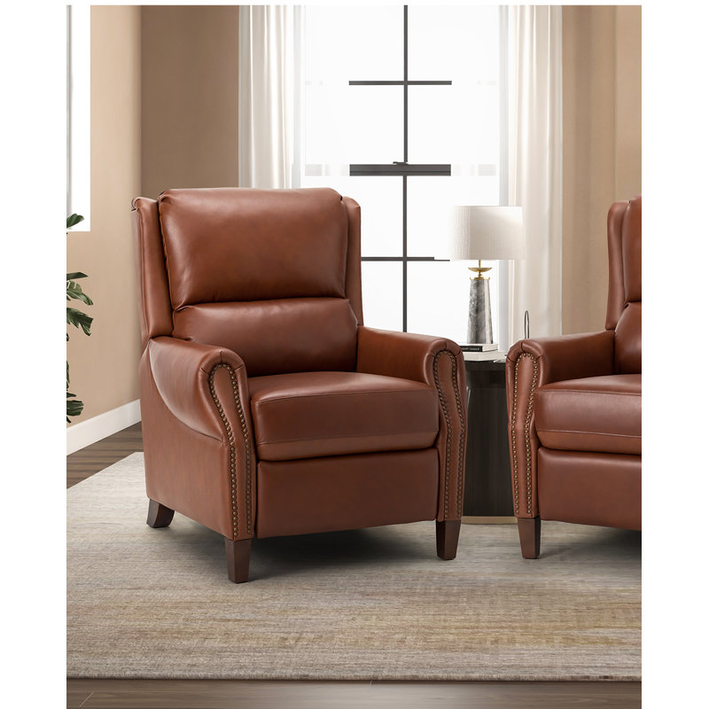 Fauteuil inclinable manuel en cuir véritable l 32,68 po Polestra, Brun