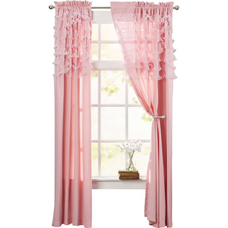 Paire de rideaux semi-transparents avec passe-tringle Avery, Rose, L 54 po x L 84 po