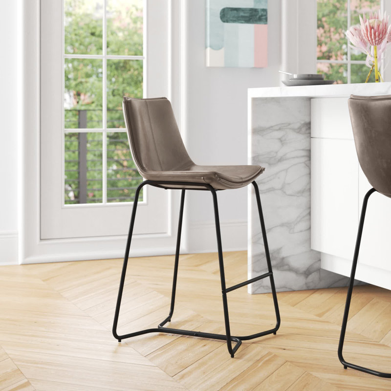 Carnot Upholstered Counter Stool with Metal Frame, Ember